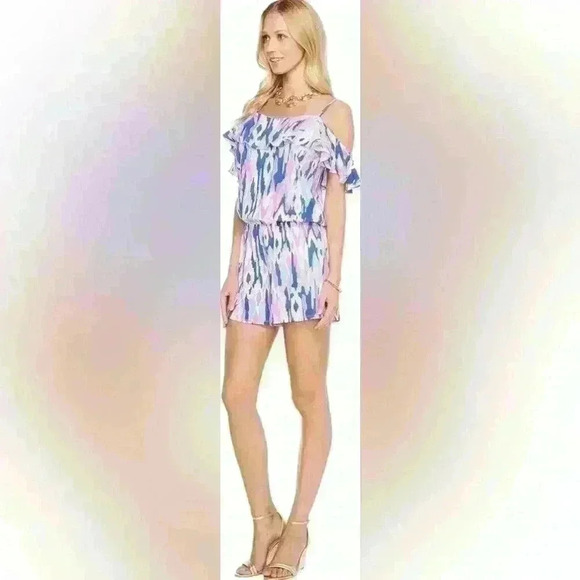 Lilly Pulitzer Medium Klea Off-the-Shoulder Romper Item# 2K - Picture 3 of 10